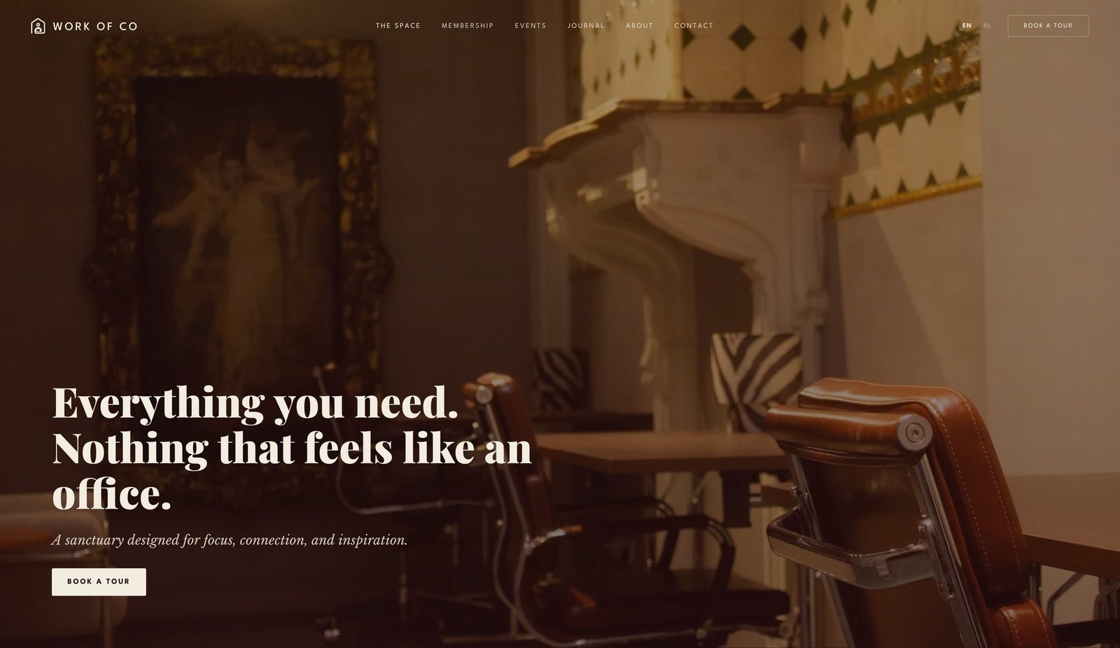 De pagina The Space van Work of co: Everything you need, nothing that feels like an office